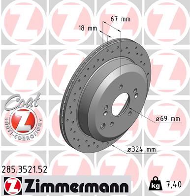 ZIMMERMANN 285.3521.52 Fren Sistemleri Fren Diski - HYUNDAI ix55 uyumlu