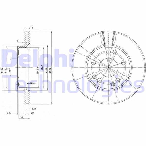 DELPHI BG2397 Fren Sistemleri Fren Diski - MERCEDES-BENZ 190 (W201) uyumlu