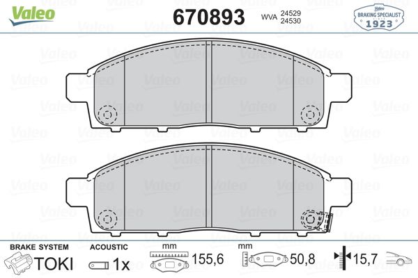 VALEO 670893 Fren Sistemleri Fren Balatası - MITSUBISHI L200 / TRITON (KA_T, KB_T) uyumlu