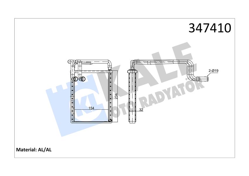 KALE OTO RADYATÖR 347410 İklimlendirme Sistemi İç Mekan Isı Değiştirici - HYUNDAI GRANDEUR (TG) uyumlu