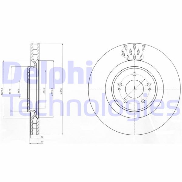 DELPHI BG9072C Fren Sistemleri Fren Diski - MITSUBISHI LANCER VIII (CY_A, CZ_A) uyumlu