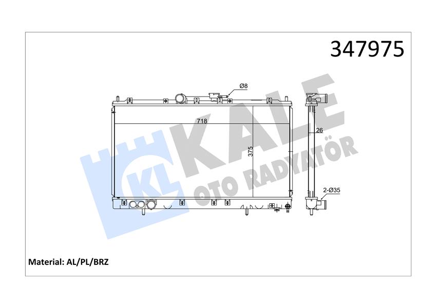 KALE OTO RADYATÖR 347975 Soğutma Sistemi Su Soğutucu & Parçaları - MITSUBISHI GALANT VIII (EA_) uyumlu