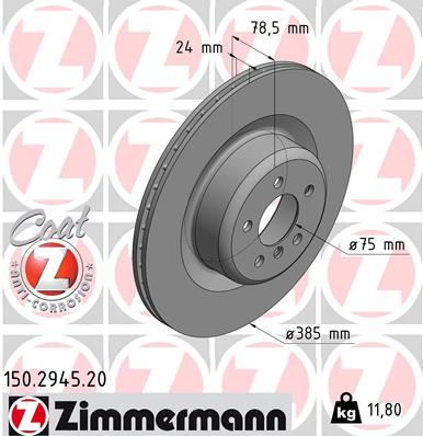 ZIMMERMANN 150.2945.20 Fren Sistemleri Fren Diski - BMW X5 (F15, F85) uyumlu