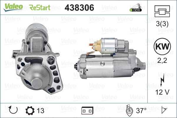 VALEO 438306 Elektrik Sistemi Marş Motoru - VOLVO V60 I (155) uyumlu