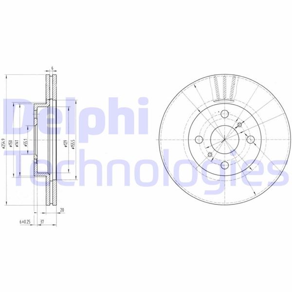 DELPHI BG3520 Fren Sistemleri Fren Diski - TOYOTA YARIS VERSO (_P2_) uyumlu