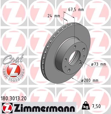 ZIMMERMANN 180.3013.20 Fren Sistemleri Fren Diski - FIAT DUCATO Panelvan/Van (250_) uyumlu