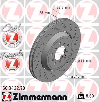 ZIMMERMANN 150.3422.70 Fren Sistemleri Fren Diski - BMW 3 Coupe (E46) uyumlu