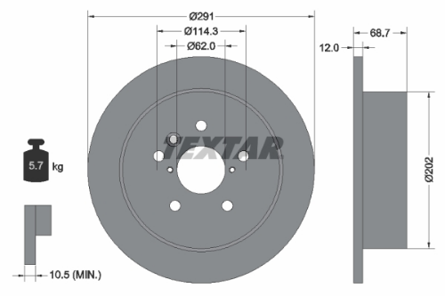 TEXTAR 92144203 Fren Sistemleri Fren Diski - TOYOTA PREVIA II (_R3_) uyumlu