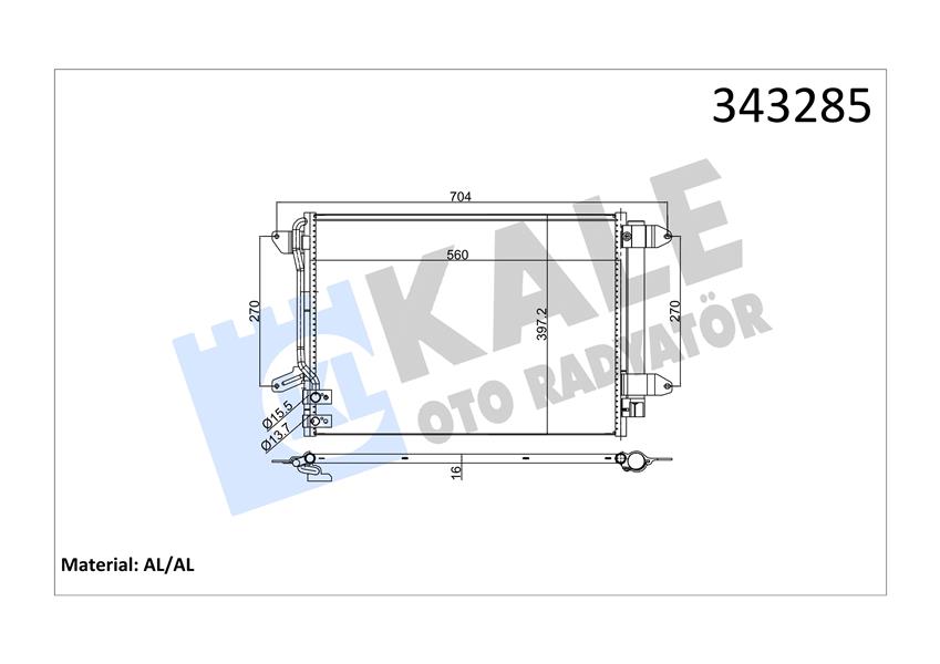 KALE OTO RADYATÖR 343285 İklimlendirme Sistemi Klima Radyatörü - VW JETTA IV (162, 163, AV3, AV2) uyumlu