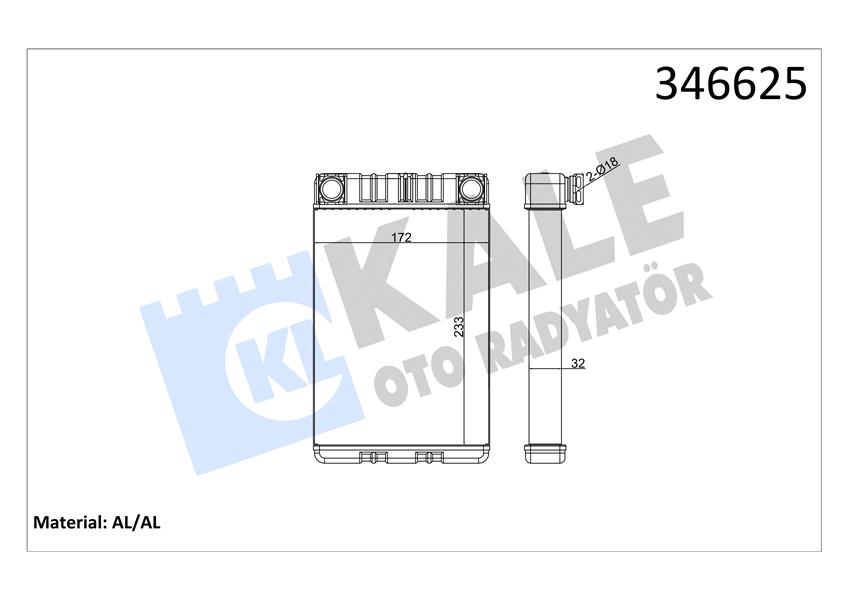 KALE OTO RADYATÖR 346625 İklimlendirme Sistemi İç Mekan Isı Değiştirici - MERCEDES-BENZ C-SERISI T-Model (S203) uyumlu