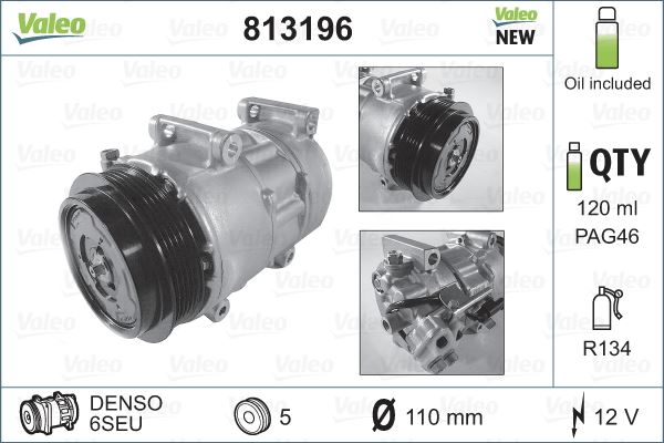 VALEO 813196 İklimlendirme Sistemi Kompresör Parçaları - MERCEDES-BENZ C-SERISI T-Model (S204) uyumlu