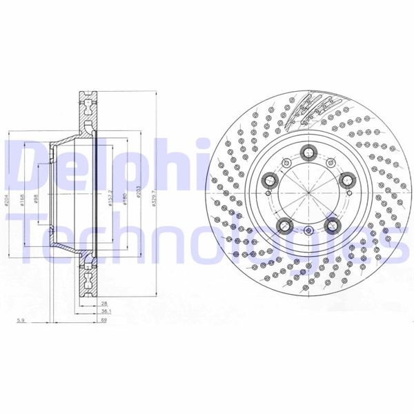 DELPHI BG9096C Fren Sistemleri Fren Diski - PORSCHE 911 (997) uyumlu
