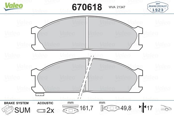 VALEO 670618 Fren Sistemleri Fren Balatası - NISSAN NP300 PICKUP (D22) uyumlu