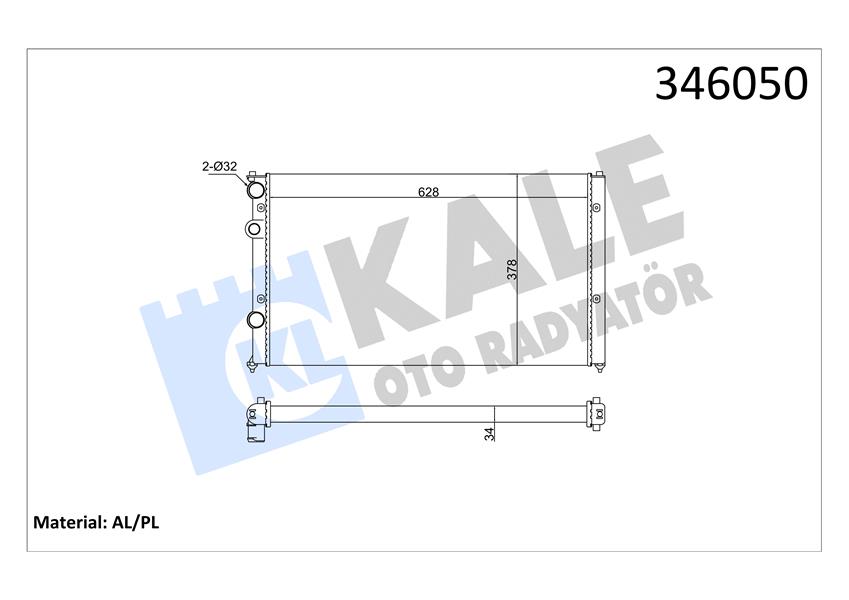 KALE OTO RADYATÖR 346050 Soğutma Sistemi Su Soğutucu & Parçaları - VW PASSAT B3/B4 (3A2, 35I) uyumlu