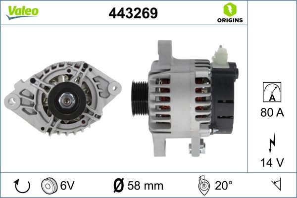 VALEO 443269 Elektrik Sistemi Alternatör - CITROËN C1 (PM_, PN_) uyumlu