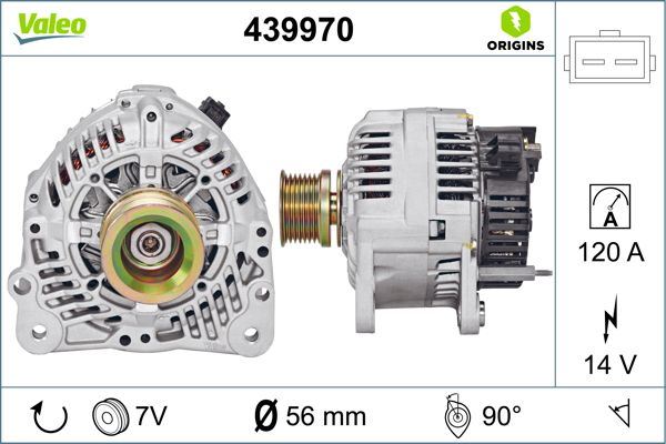 VALEO 439970 Elektrik Sistemi Alternatör - VW PASSAT B3/B4 (3A2, 35I) uyumlu