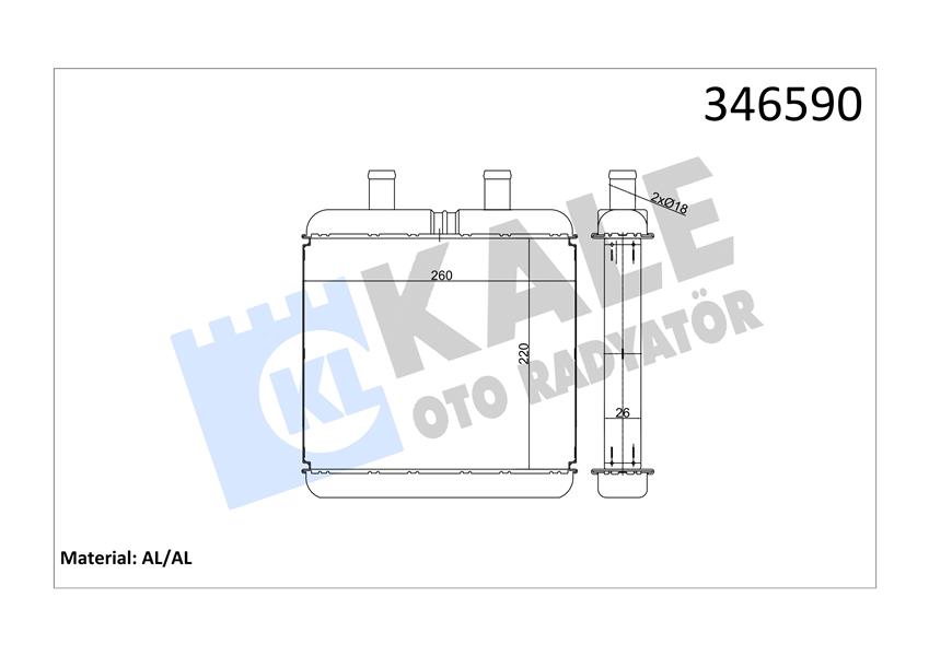 KALE OTO RADYATÖR 346590 İklimlendirme Sistemi İç Mekan Isı Değiştirici - IVECO DAILY III Platform şasi uyumlu