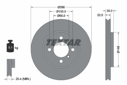 TEXTAR 92026503 Fren Sistemleri Fren Diski - BMW 3 (E30) uyumlu