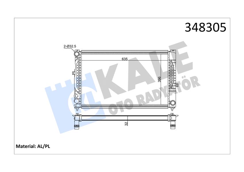 KALE OTO RADYATÖR 348305 Soğutma Sistemi Su Soğutucu & Parçaları - AUDI A4 B5 (8D2) uyumlu