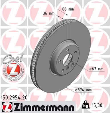 ZIMMERMANN 150.2954.20 Fren Sistemleri Fren Diski - BMW 7 (G11, G12) uyumlu