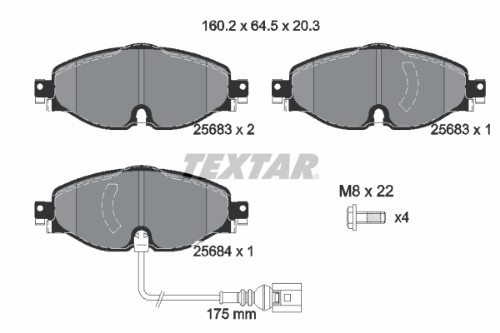 TEXTAR 2568301 Fren Sistemleri Fren Balatası - SEAT LEON ST (5F8) uyumlu