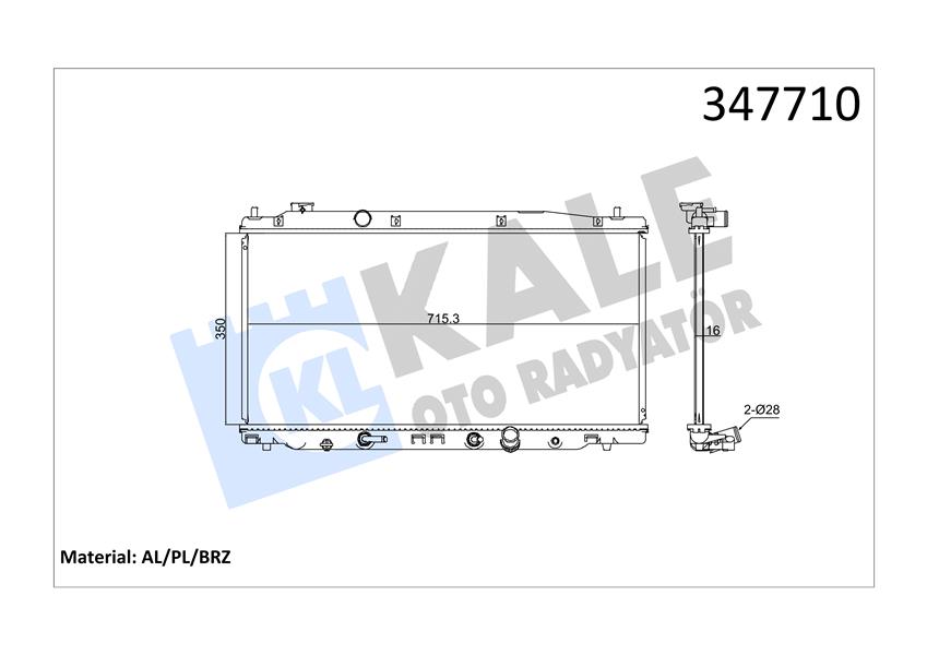 KALE OTO RADYATÖR 347710 Soğutma Sistemi Su Soğutucu & Parçaları - HONDA CITY V Sedan (GM2, GM3) uyumlu