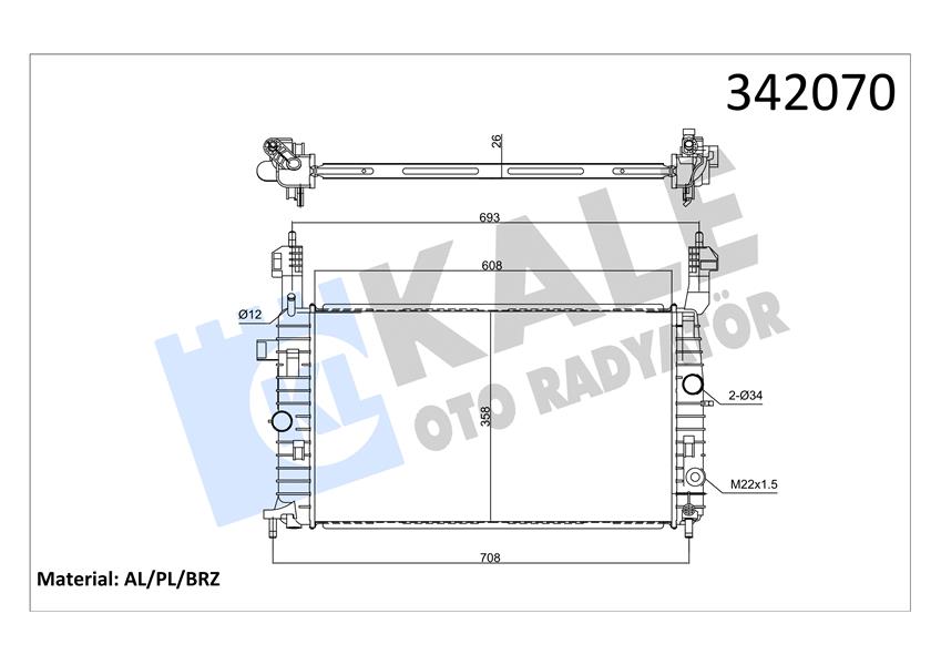 KALE OTO RADYATÖR 342070 Soğutma Sistemi Su Soğutucu & Parçaları - OPEL MERIVA A MPV (X03) uyumlu