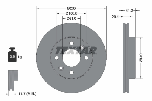 TEXTAR 92036203 Fren Sistemleri Fren Diski - RENAULT SUPER 5 (B/C40_) uyumlu