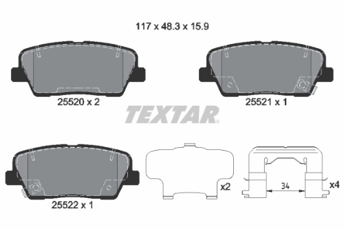 TEXTAR 2552003 Fren Sistemleri Fren Balatası - HYUNDAI GENESIS Coupe uyumlu