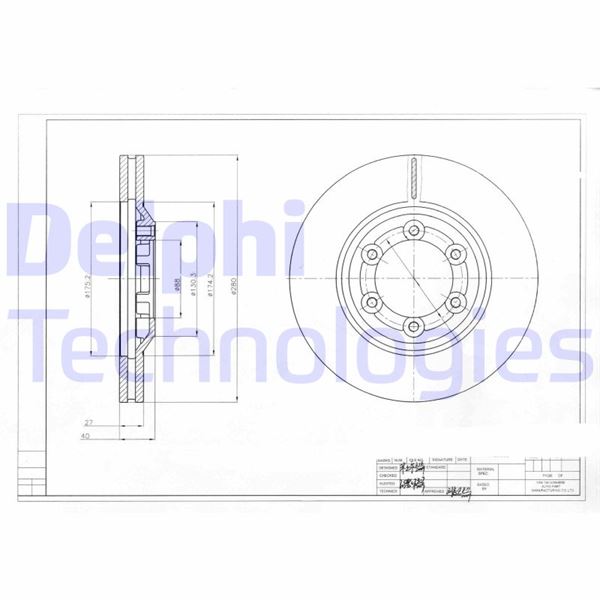 DELPHI BG4175 Fren Sistemleri Fren Diski - ISUZU D-MAX I (TFR, TFS) uyumlu