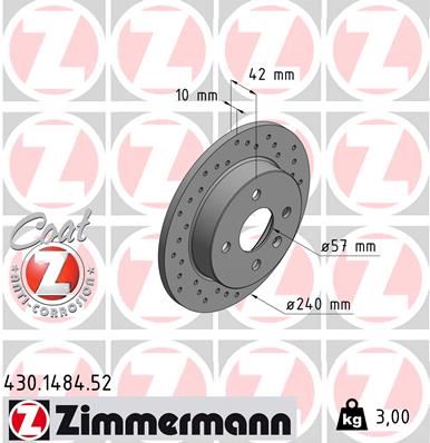 ZIMMERMANN 430.1484.52 Fren Sistemleri Fren Diski - OPEL MERIVA A MPV (X03) uyumlu