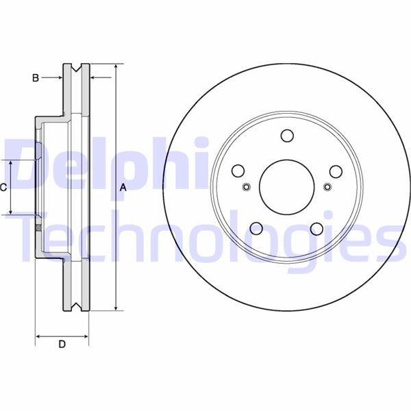 DELPHI BG4758C Fren Sistemleri Fren Diski - TOYOTA HILUX VII Pick-up (_N1_, _N2_, _N3_) uyumlu