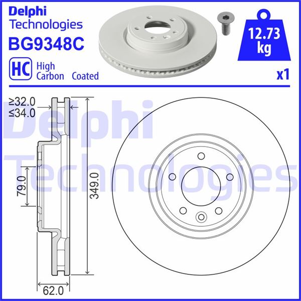 DELPHI BG9348C Fren Sistemleri Fren Diski - LAND ROVER RANGE ROVER IV (L405) uyumlu