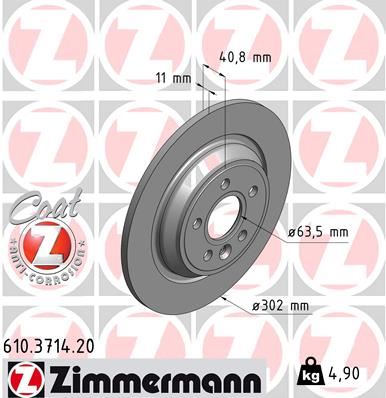 ZIMMERMANN 610.3714.20 Fren Sistemleri Fren Diski - VOLVO V60 I (155) uyumlu