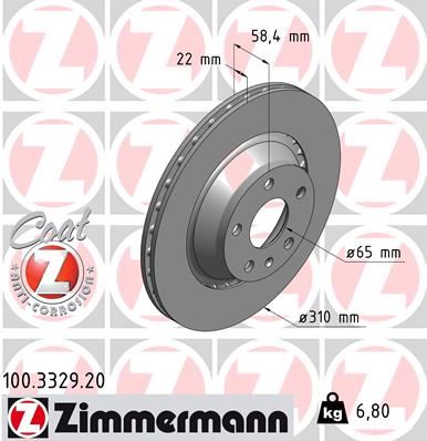 ZIMMERMANN 100.3329.20 Fren Sistemleri Fren Diski - AUDI TT (8J3) uyumlu
