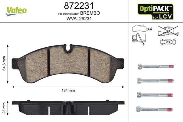 VALEO 872231 Fren Sistemleri Fren Balatası - IVECO DAILY IV Platform şasi uyumlu