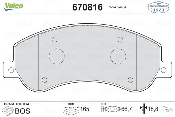 VALEO 670816 Fren Sistemleri Fren Balatası - FORD TRANSIT Minibüs/Otobüs (FD_ _, FB_ _, FS_ _, FZ_ _, FC_ _) uyumlu
