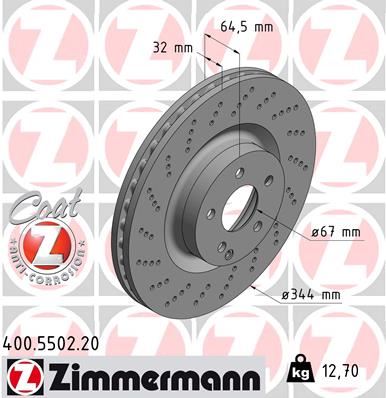 ZIMMERMANN 400.5502.20 Fren Sistemleri Fren Diski - MERCEDES-BENZ E-SERISI (W212) uyumlu