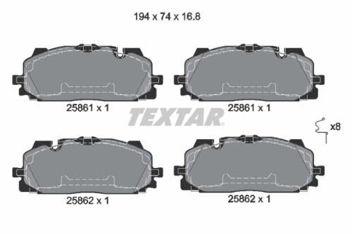 TEXTAR 2586101 Fren Sistemleri Fren Balatası - AUDI Q7 (4MB, 4MG, 4MQ) uyumlu