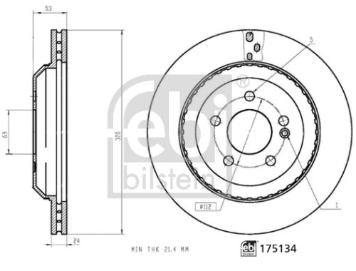 FEBI BILSTEIN 175134 Fren Sistemleri Fren Diski - MERCEDES-BENZ S-SERISI (W222, V222, X222) uyumlu