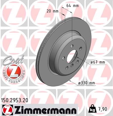 ZIMMERMANN 150.2953.20 Fren Sistemleri Fren Diski - BMW 7 (G11, G12) uyumlu