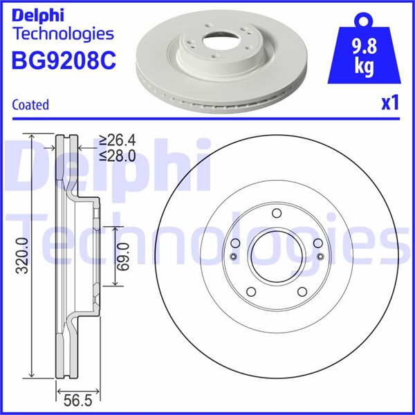 DELPHI BG9208C Fren Sistemleri Fren Diski - HYUNDAI GENESIS Coupe uyumlu
