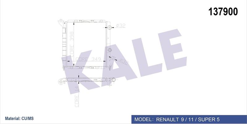 Su Radyatörü - KALE OTO RADYATÖR - 0500022PA Ürün Görseli