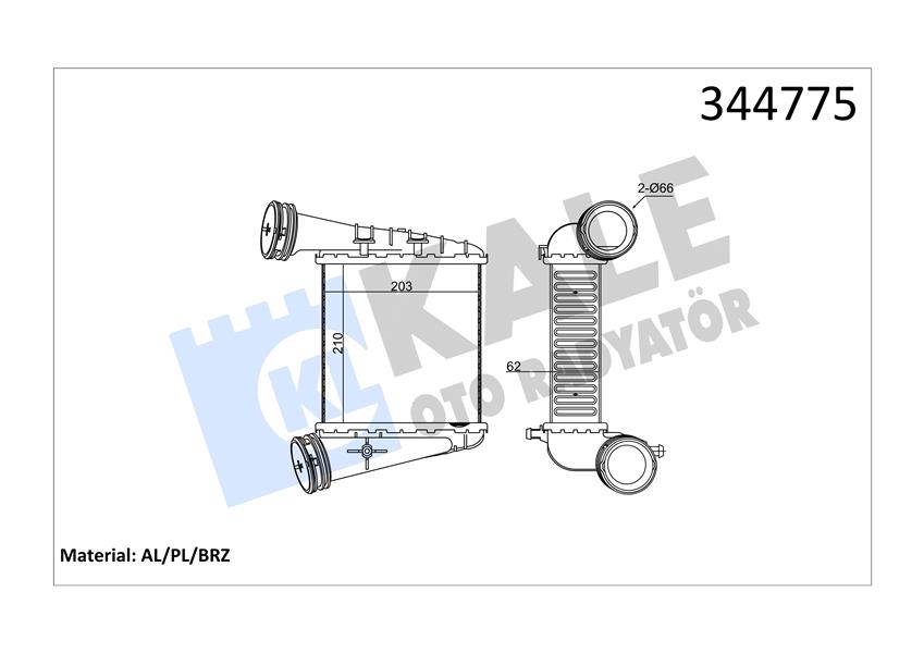 KALE OTO RADYATÖR 344775 Motor Turbo Radyatörü - VW PASSAT B5.5 (3B3) uyumlu