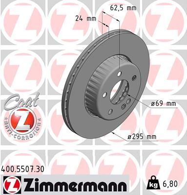 ZIMMERMANN 400.5507.30 Fren Sistemleri Fren Diski - MERCEDES-BENZ C-SERISI (W205) uyumlu