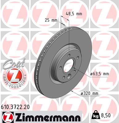ZIMMERMANN 610.3722.20 Fren Sistemleri Fren Diski - VOLVO C70 II Cabrio (542) uyumlu