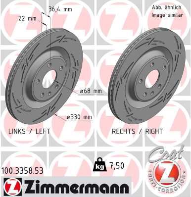 ZIMMERMANN 100.3358.53 Fren Sistemleri Fren Diski - AUDI A7 Sportback (4GA, 4GF) uyumlu