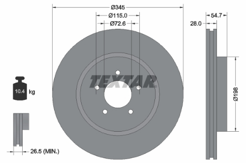 TEXTAR 92177105 Fren Sistemleri Fren Diski - CHRYSLER 300C (LX, LE) uyumlu