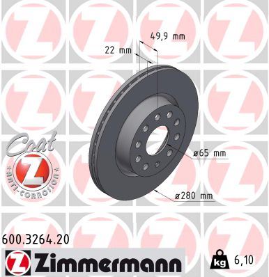 ZIMMERMANN 600.3264.20 Fren Sistemleri Fren Diski - VW JETTA IV (162, 163, AV3, AV2) uyumlu