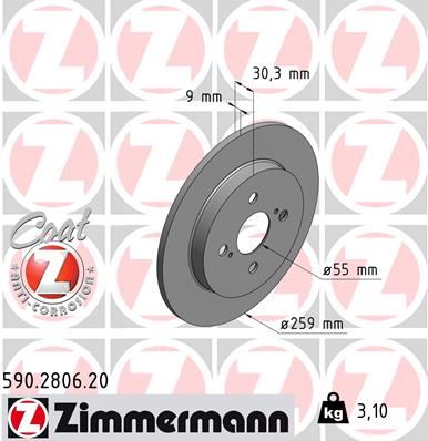 ZIMMERMANN 590.2806.20 Fren Sistemleri Fren Diski - ASTON MARTIN CYGNET uyumlu